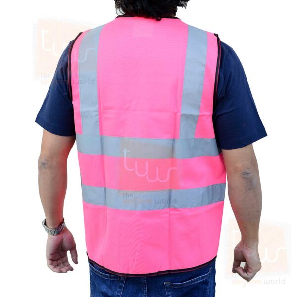 Pink Safety Vest Jacket with Reflective Tape