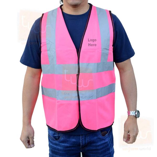 Pink Safety Vest Jacket with Reflective Tape