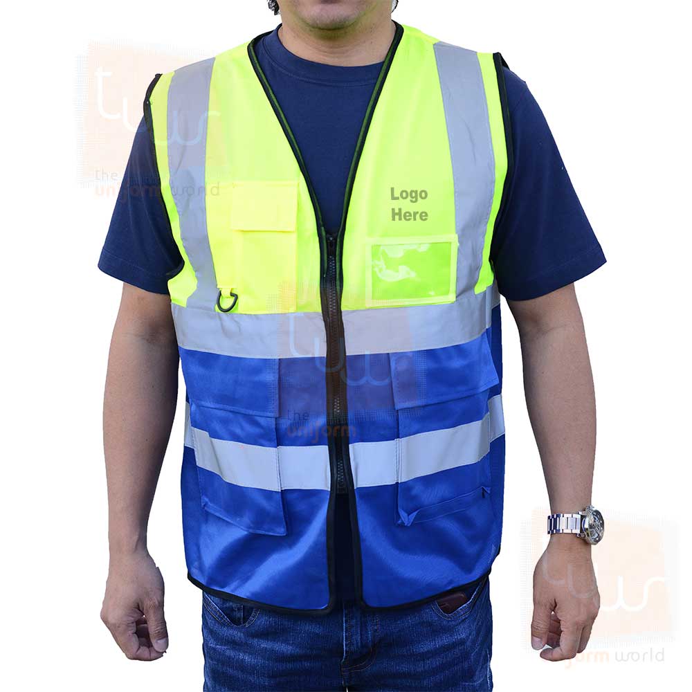 2-Tone Neon Green Blue Safety Vest