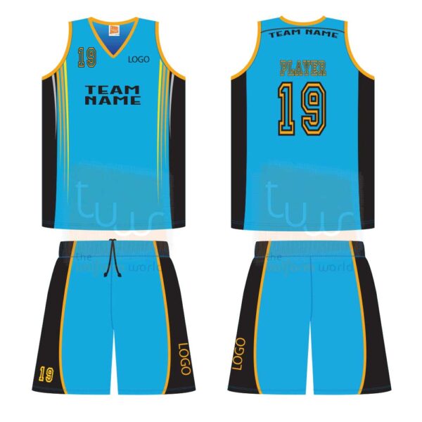 Blue Black Basketball Jerseys Uniforms Sublimated
