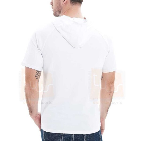 White Hooded T Shirt Short Sleeve - Image 2