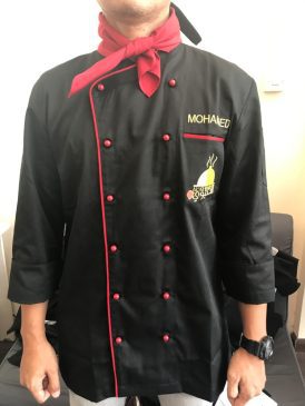 Black Chef Jacket With Scarf Uniforms Manufacturer and Supplier based in Dubai Ajman UAE