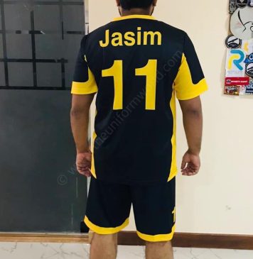 Black Yellow Football Jerseys 1 Uniforms Manufacturer and Supplier based in Dubai Ajman UAE