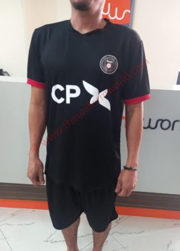 Custom Black Football Jerseys 1 Uniforms Manufacturer and Supplier based in Dubai Ajman UAE