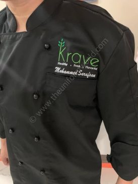 Krave Black Chef Jacket 1 Uniforms Manufacturer and Supplier based in Dubai Ajman UAE