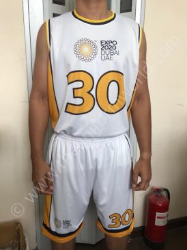 Whte Yellow Basketball Jerseys 2 Uniforms Manufacturer and Supplier based in Dubai Ajman UAE