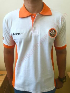 Al Shali Moto White Orange Polo 2 Uniforms Manufacturer and Supplier based in Dubai Ajman UAE