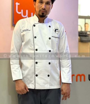 Chef Jacket Piped White Flash Cafe 1 Uniforms Manufacturer and Supplier based in Dubai Ajman UAE