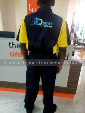 Coverall 1Pc 2Tone Grey Yellow Danat Al Madina 3 Uniforms Manufacturer and Supplier based in Dubai Ajman UAE
