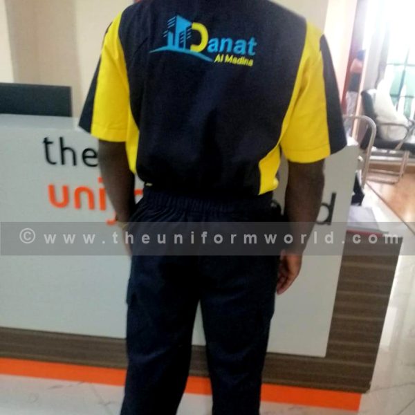 Coverall 1Pc 2Tone Grey Yellow Danat Al Madina 3 Uniforms Manufacturer and Supplier based in Dubai Ajman UAE