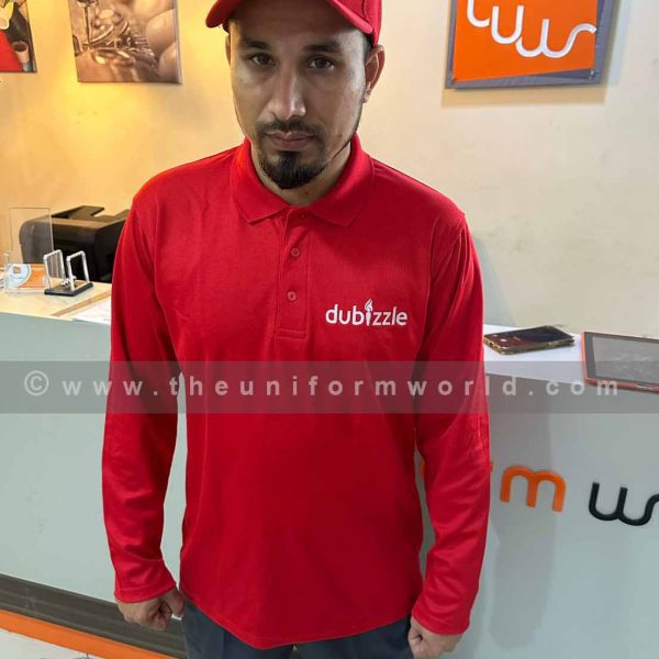 Polo Shirt Cotton Mesh Long Sleeve Red Dubizlle 5 Uniforms Manufacturer and Supplier based in Dubai Ajman UAE