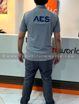 Polo Shirt Drifit 2Tone Grey Aes 1 Uniforms Manufacturer and Supplier based in Dubai Ajman UAE