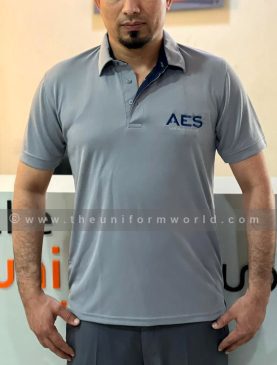 Polo Shirt Drifit 2Tone Grey Aes 2 Uniforms Manufacturer and Supplier based in Dubai Ajman UAE