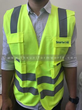 Smartworld Neon Green Safety Vest Printing 2 Uniforms Manufacturer and Supplier based in Dubai Ajman UAE