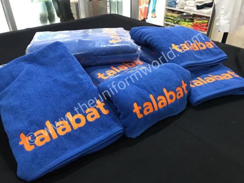 Talabat Blue Towels With Emb 4 Uniforms Manufacturer and Supplier based in Dubai Ajman UAE