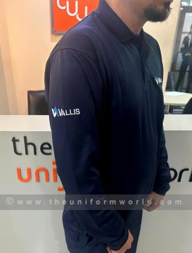 Polo Shirt Drifit Navy Blue Long Sleeve Vallis 4 Uniforms Manufacturer and Supplier based in Dubai Ajman UAE