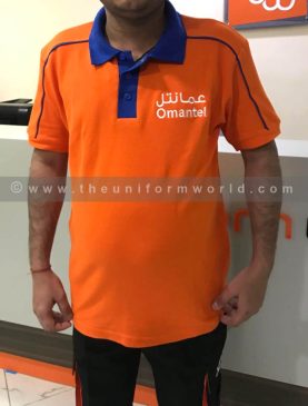 Polo Shirt Drifit Orange Omantel 1 Uniforms Manufacturer and Supplier based in Dubai Ajman UAE
