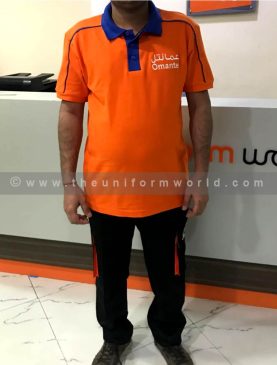 Polo Shirt Drifit Orange Omantel 6 Uniforms Manufacturer and Supplier based in Dubai Ajman UAE