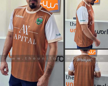 Brown Full Sublimation printed jersey t-shirts. Fabric Dri-fit eye mesh