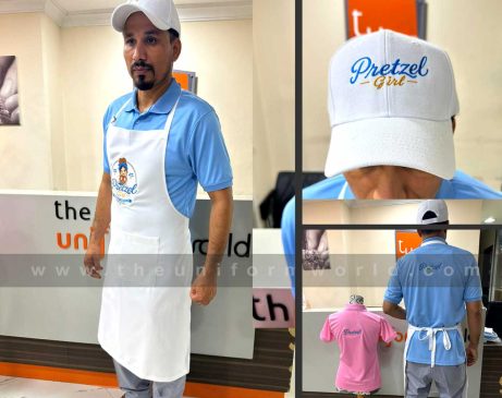 Dining apron, cap and polo shirt with embroidery logo