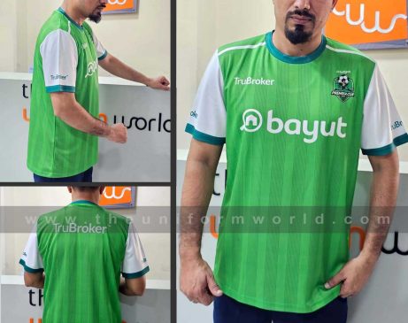 Green Full Sublimation printed jersey t-shirts. Fabric Dri-fit eye mesh