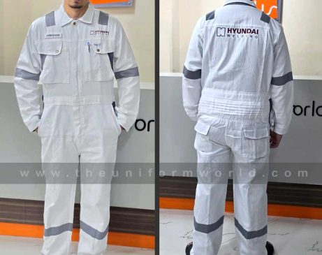 Readymade white Coverall 100% cotton with reflective tape