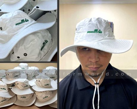 White Readymade Safari Hat with Logo Embroidery